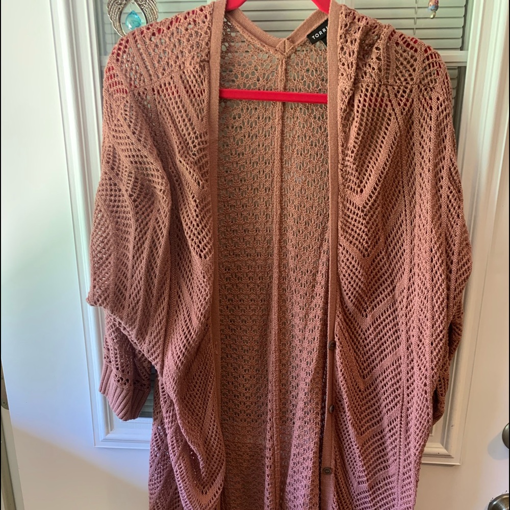 Torrid POINTELLE BUTTON FRONT BOYFRIEND CARDIGAN